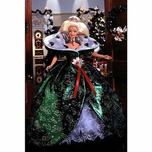 Happy Holidays Special Edition Barbie in Green and Black Holiday Gown